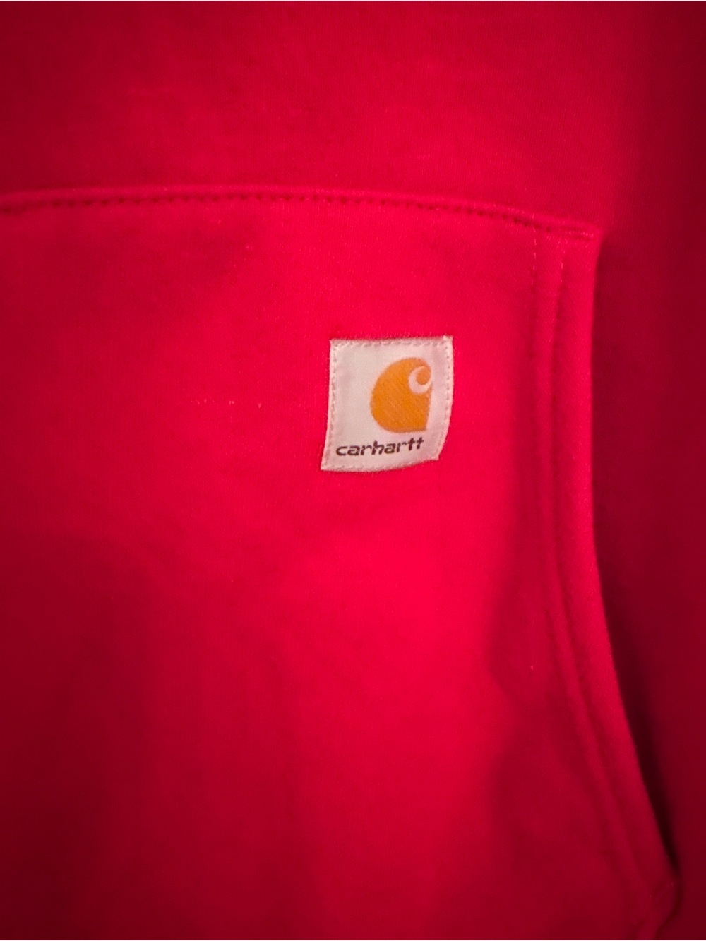 Carhartt Bright Red Pullover Hoodie with Logo Patch - Picture 2 of 3